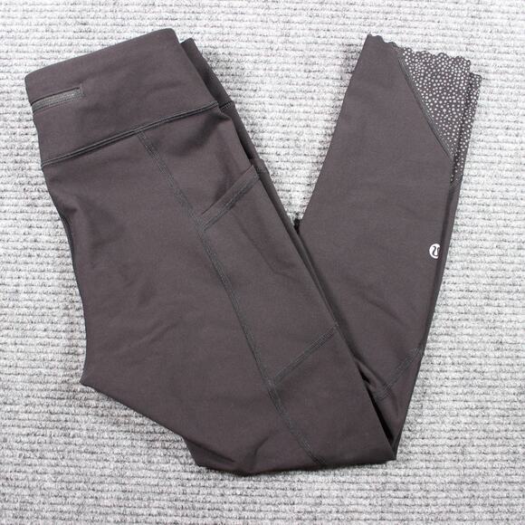 Lululemon Leggings Womens 6 Black Crop Reflective Ankle Pockets Pace Rival Crop - Picture 1 of 10